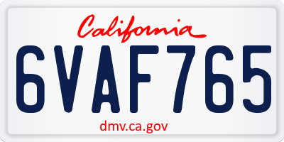 CA license plate 6VAF765
