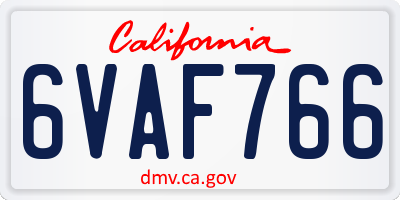 CA license plate 6VAF766