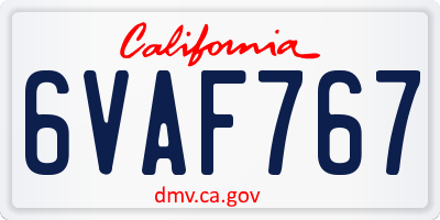 CA license plate 6VAF767
