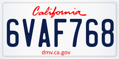CA license plate 6VAF768
