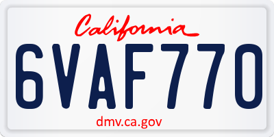 CA license plate 6VAF770