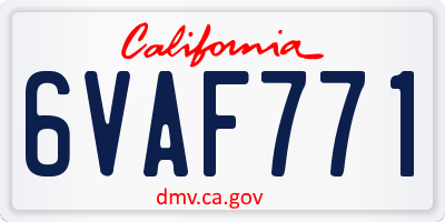 CA license plate 6VAF771