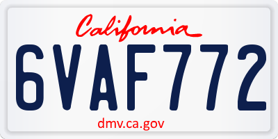 CA license plate 6VAF772