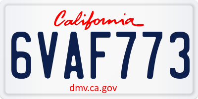CA license plate 6VAF773