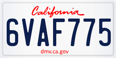 CA license plate 6VAF775