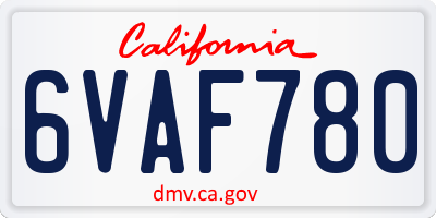 CA license plate 6VAF780