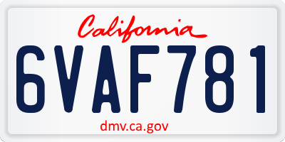 CA license plate 6VAF781