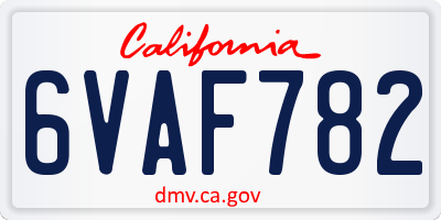 CA license plate 6VAF782