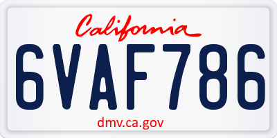 CA license plate 6VAF786