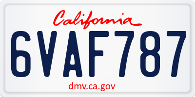 CA license plate 6VAF787