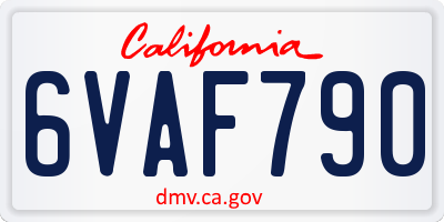 CA license plate 6VAF790