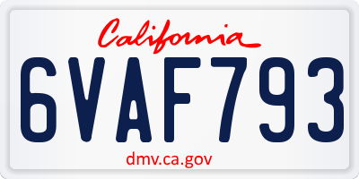 CA license plate 6VAF793