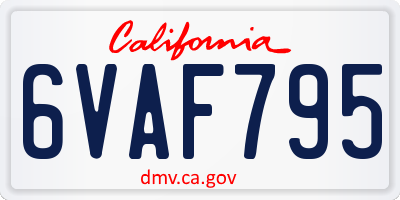 CA license plate 6VAF795