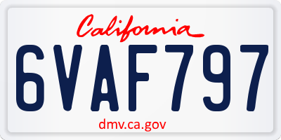 CA license plate 6VAF797