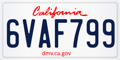 CA license plate 6VAF799