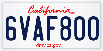 CA license plate 6VAF800
