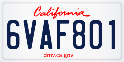 CA license plate 6VAF801