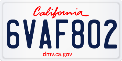 CA license plate 6VAF802