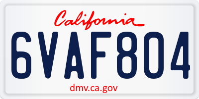 CA license plate 6VAF804