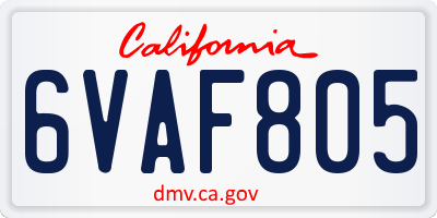 CA license plate 6VAF805
