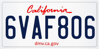 CA license plate 6VAF806