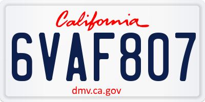 CA license plate 6VAF807