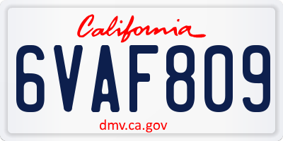 CA license plate 6VAF809