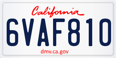 CA license plate 6VAF810