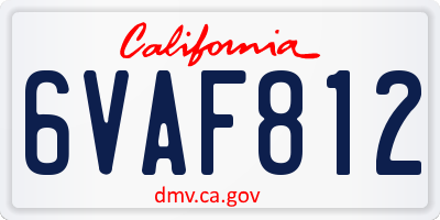 CA license plate 6VAF812