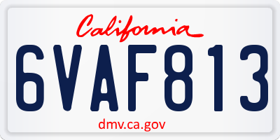 CA license plate 6VAF813