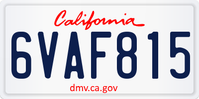 CA license plate 6VAF815