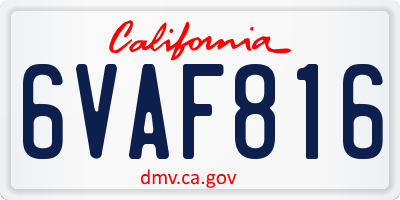 CA license plate 6VAF816