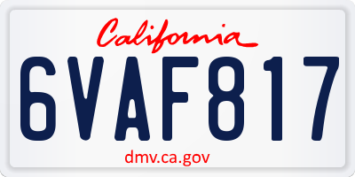 CA license plate 6VAF817