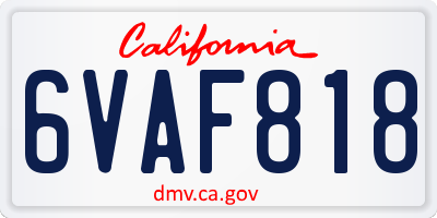 CA license plate 6VAF818