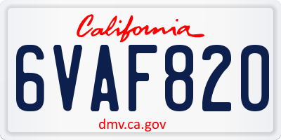 CA license plate 6VAF820