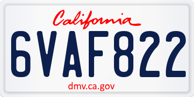 CA license plate 6VAF822