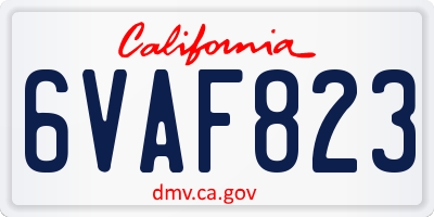CA license plate 6VAF823