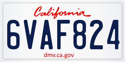 CA license plate 6VAF824