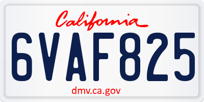 CA license plate 6VAF825