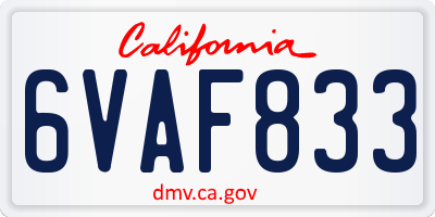 CA license plate 6VAF833