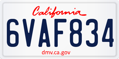 CA license plate 6VAF834