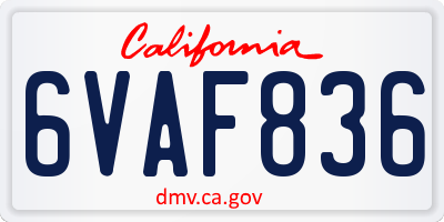 CA license plate 6VAF836