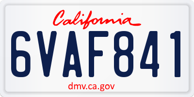 CA license plate 6VAF841