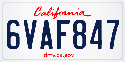 CA license plate 6VAF847