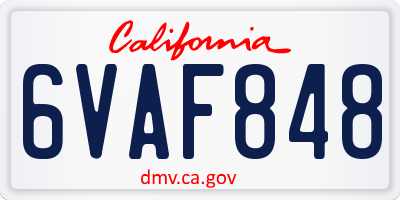 CA license plate 6VAF848