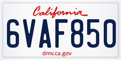 CA license plate 6VAF850