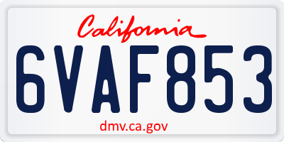 CA license plate 6VAF853
