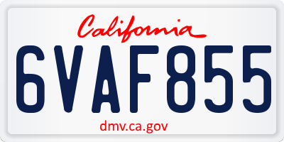 CA license plate 6VAF855