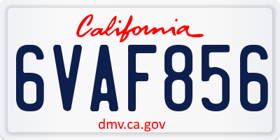 CA license plate 6VAF856
