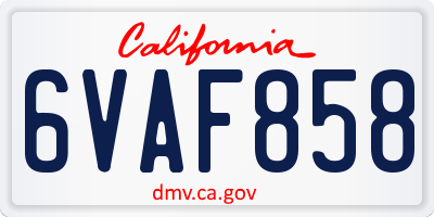 CA license plate 6VAF858